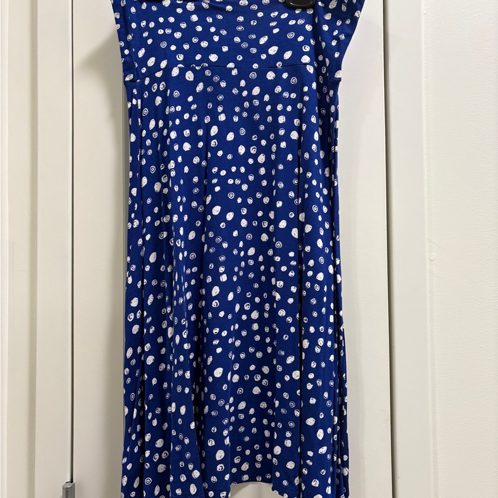 Blue  Skirt with White Polka Dots